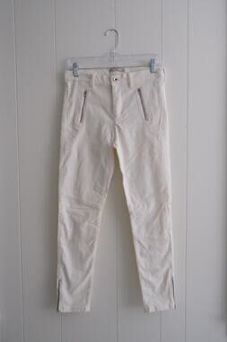 Banana Republic Stretchy Slim White Corduroy Womens Sz 28 Zipper Ankle Pants NWT